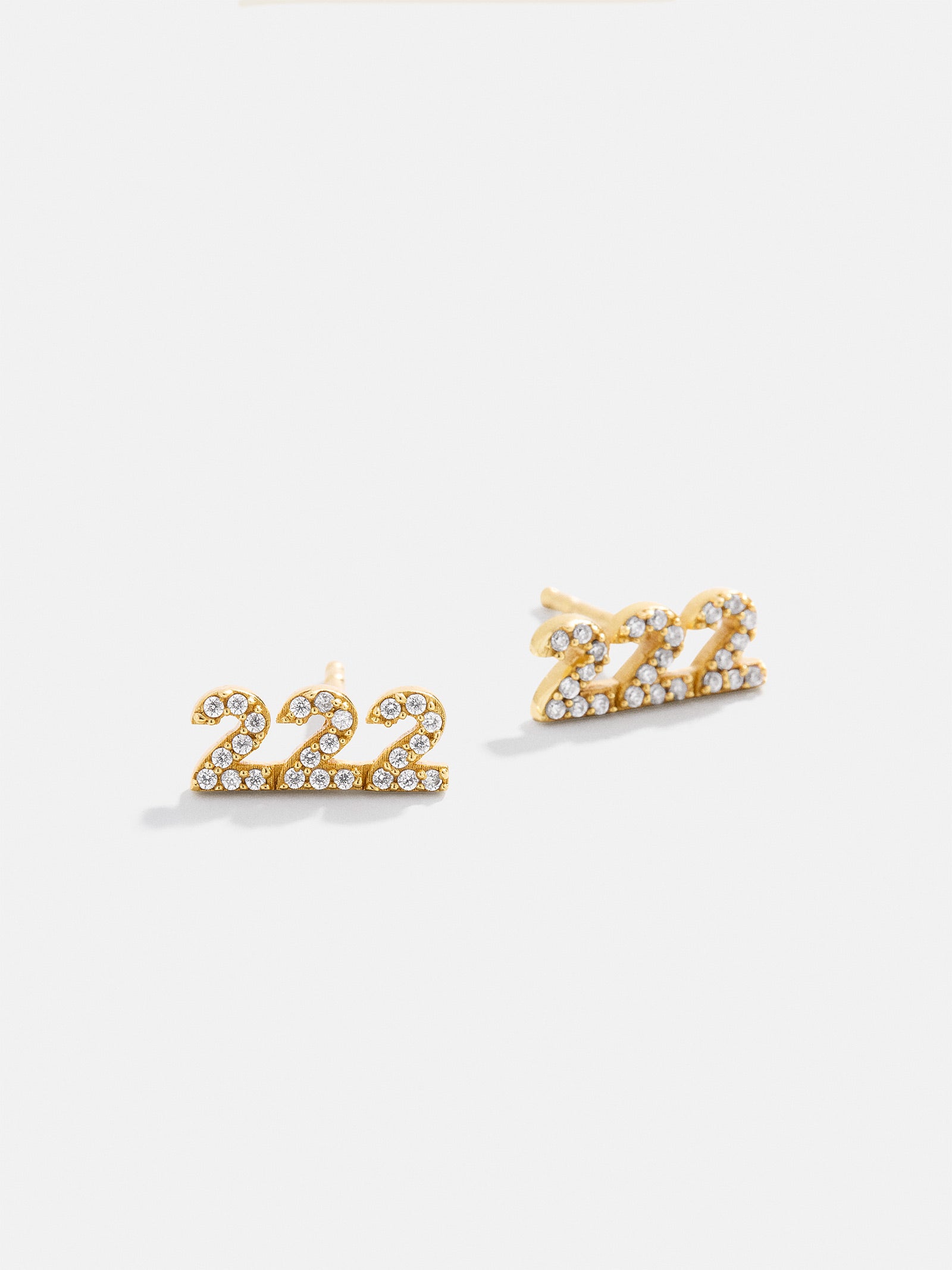 18K Gold Angel Number Earrings - Gold/Pavé