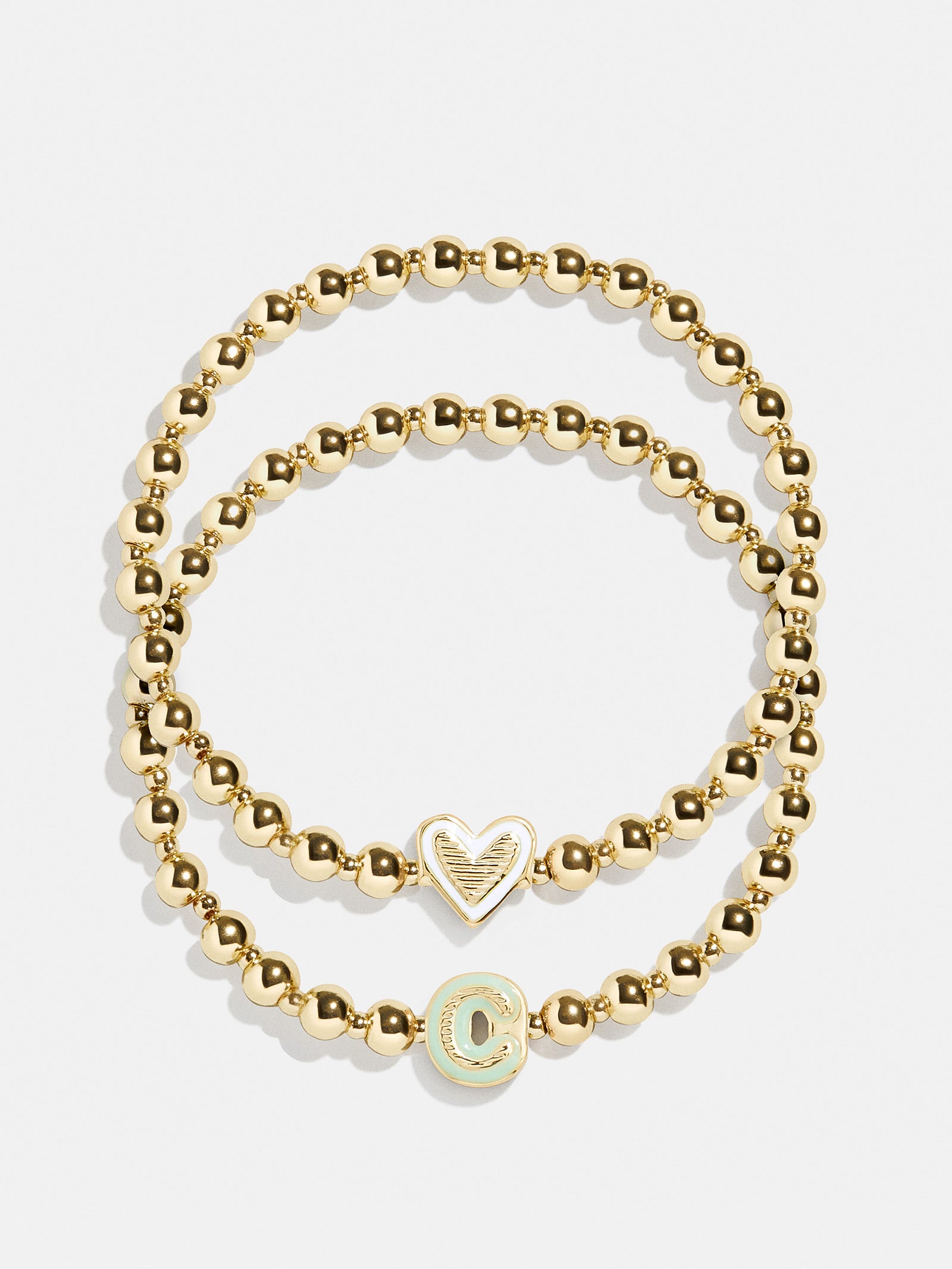 Initial & Heart Kids' Pisa Bracelet Set - Gold