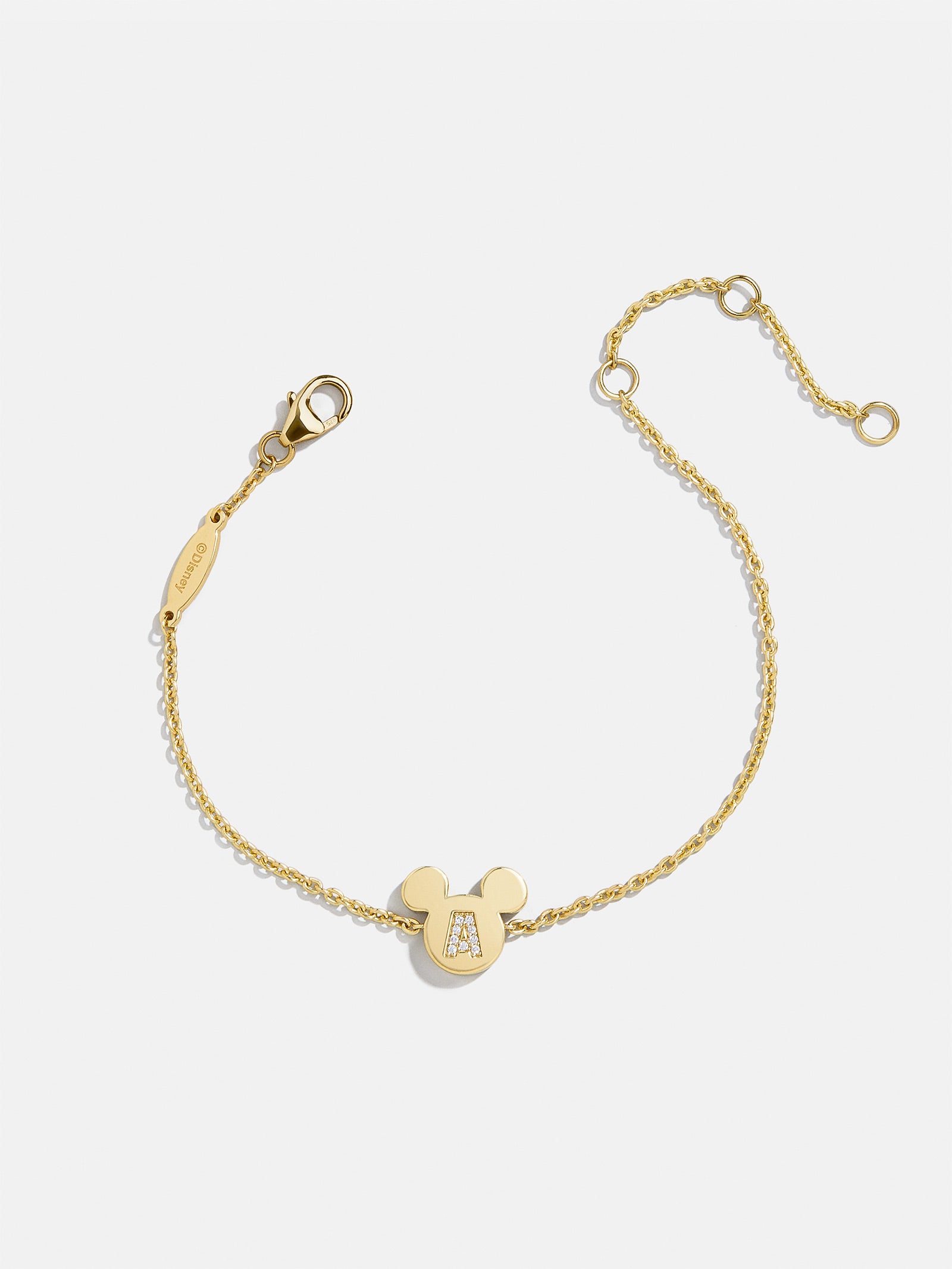 Mickey Mouse Disney 18K Gold Plated Sterling Silver & Cubic Zirconia Initial Bracelet - Gold/Pavé