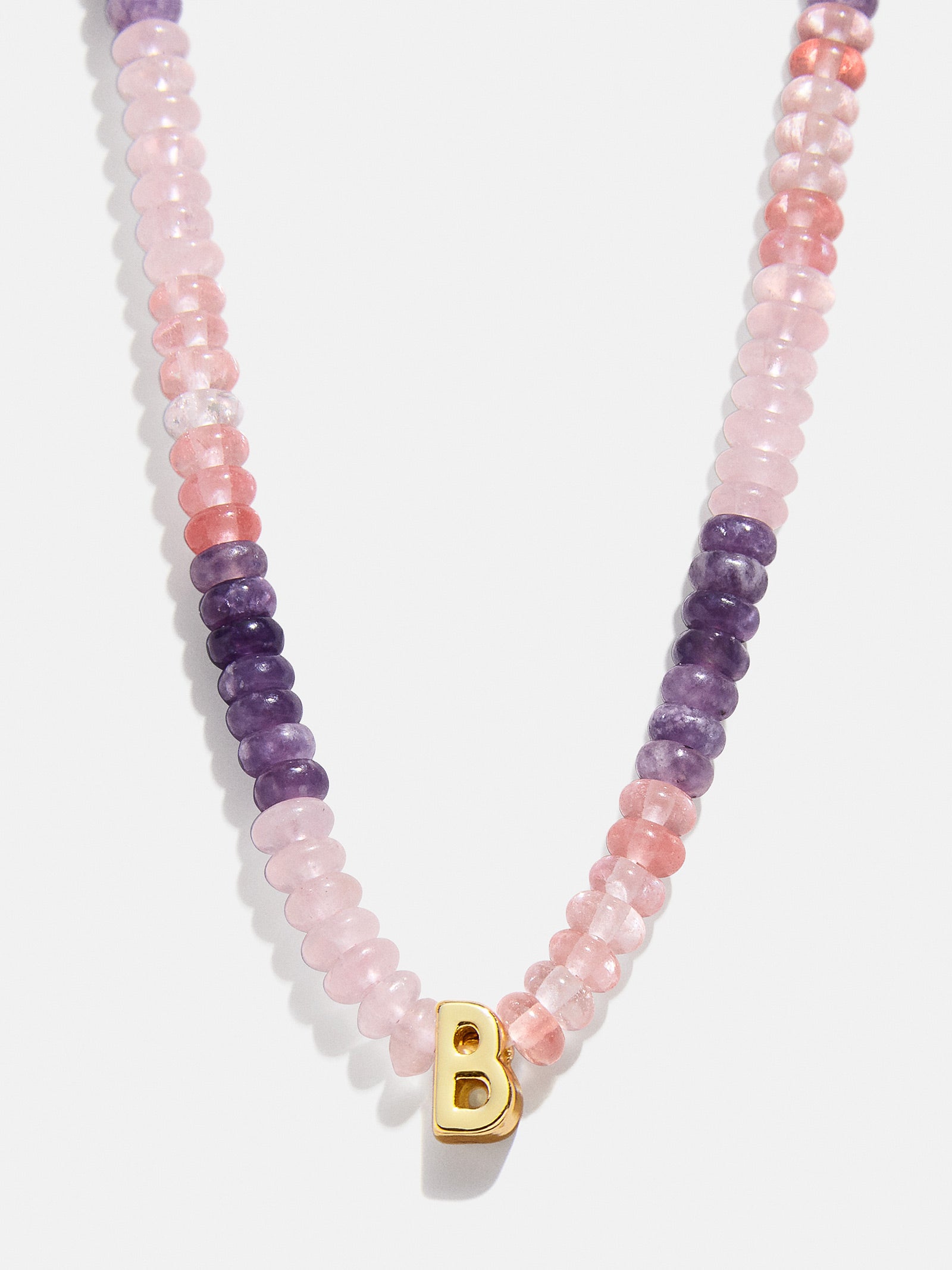 Semi-Precious Beaded Initial Necklace - Pink Ombre