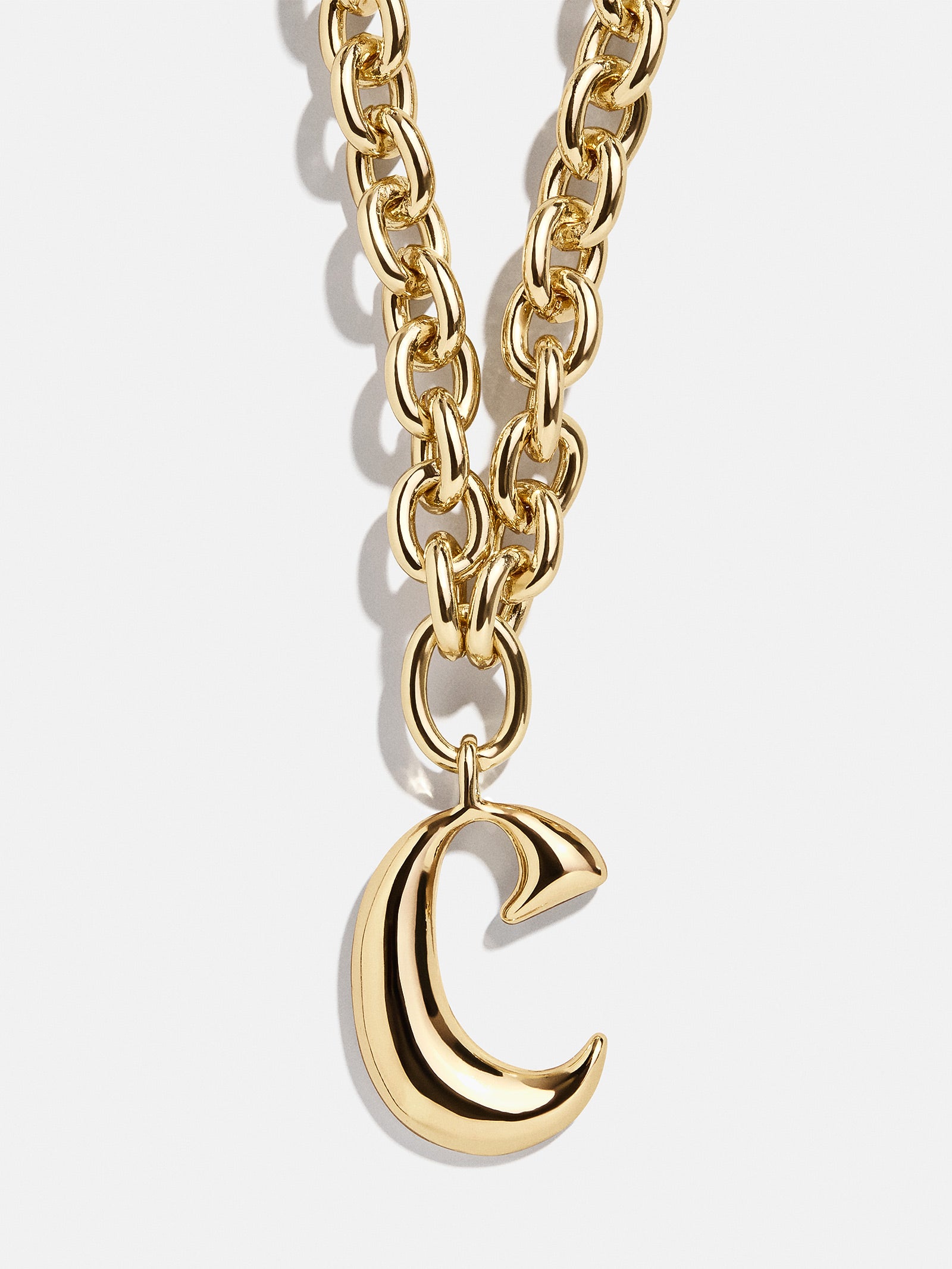 Chunky Chain Initial Necklace - Gold