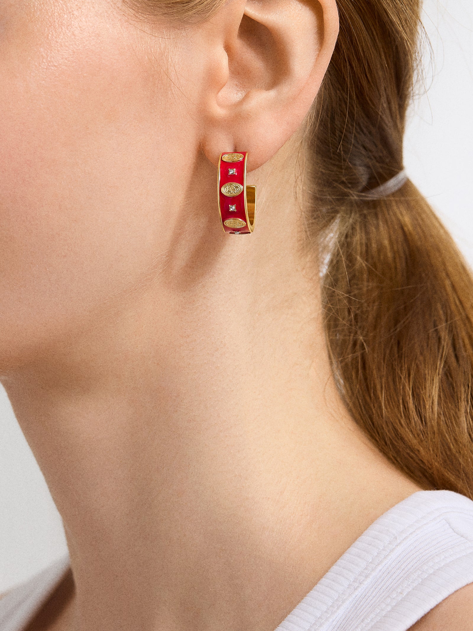 WEAR By Erin Andrews x BaubleBar San Francisco 49ers Enamel Hoop Earrings - San Francisco 49ers