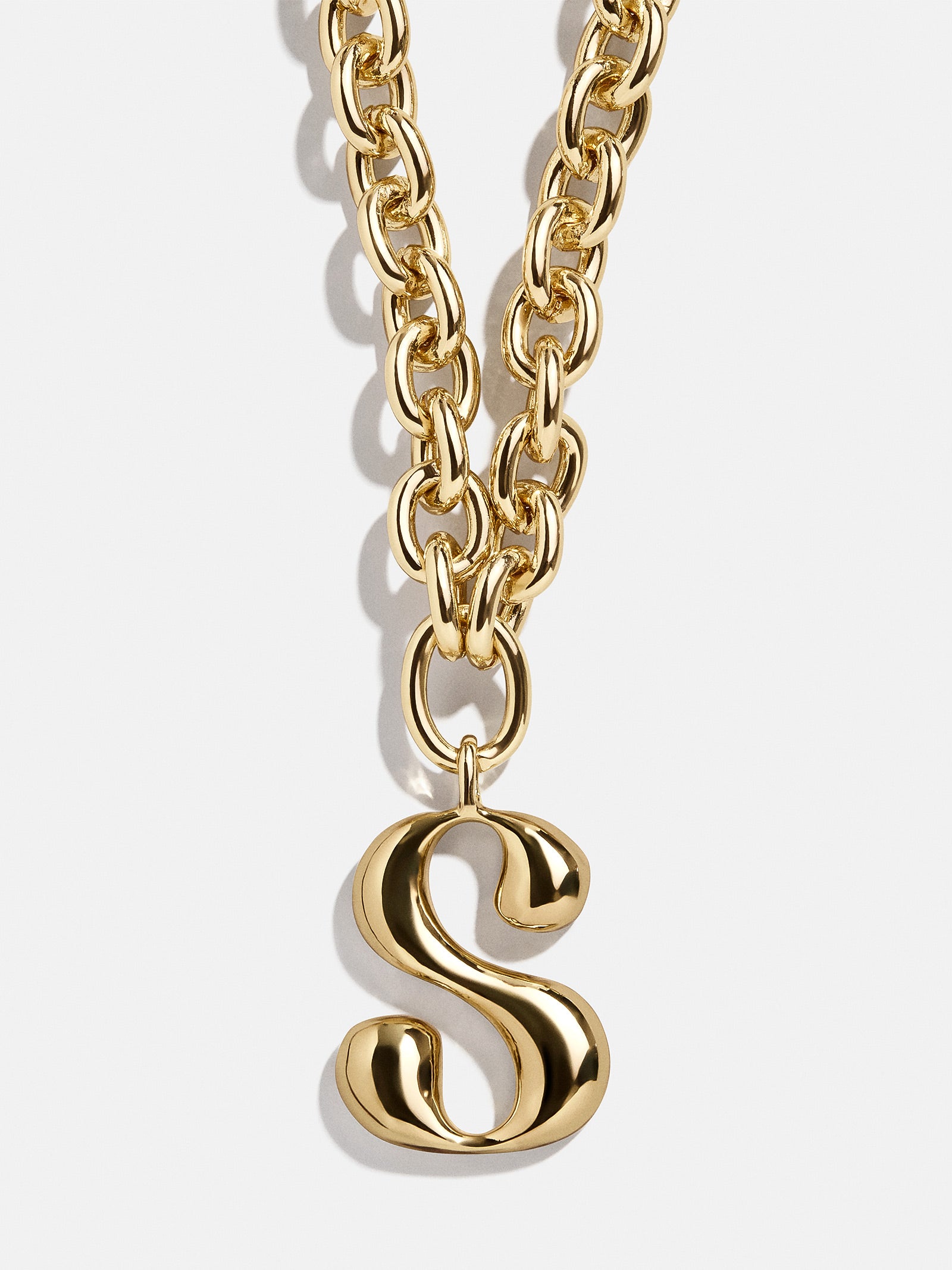 Chunky Chain Initial Necklace - Gold