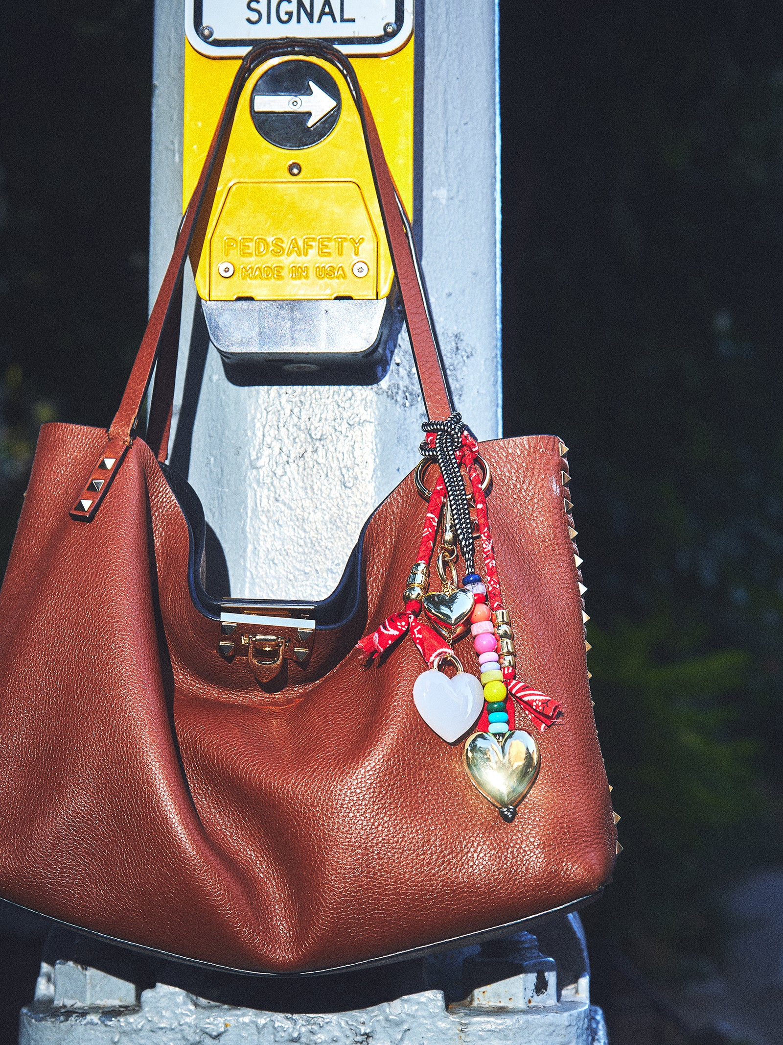 Braided Bandana Bag Charm - Red