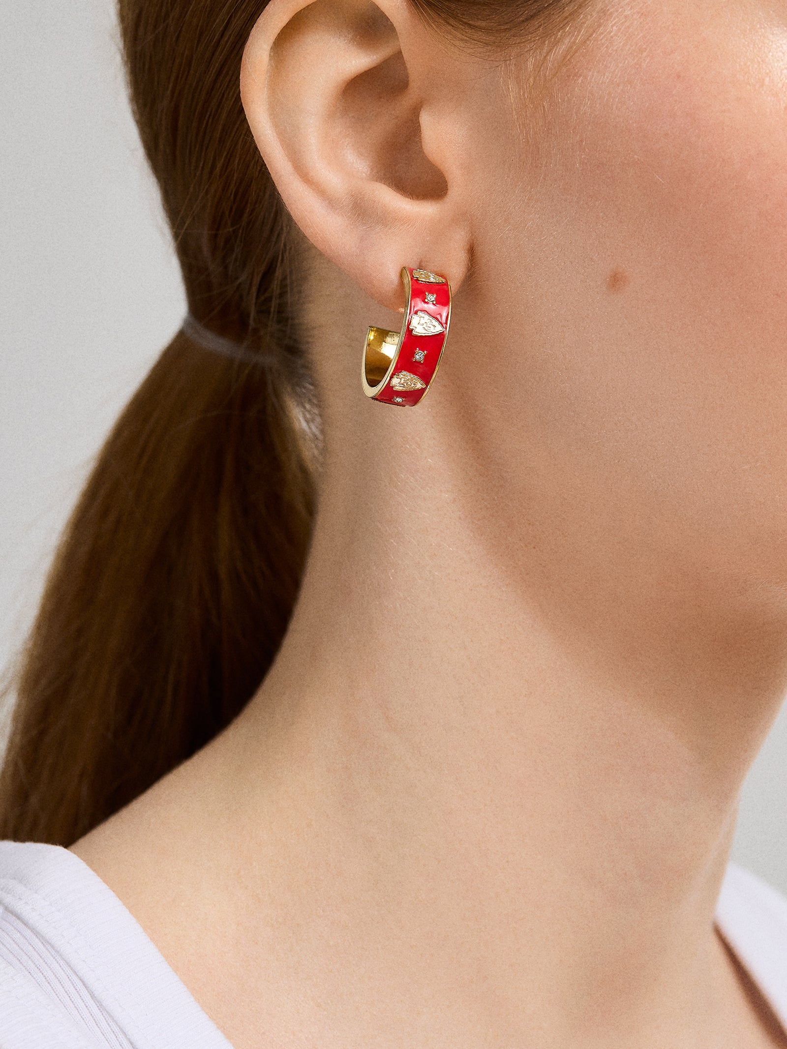 WEAR By Erin Andrews x BaubleBar Kansas City Chiefs Enamel Hoop Earrings - Kansas City Chiefs